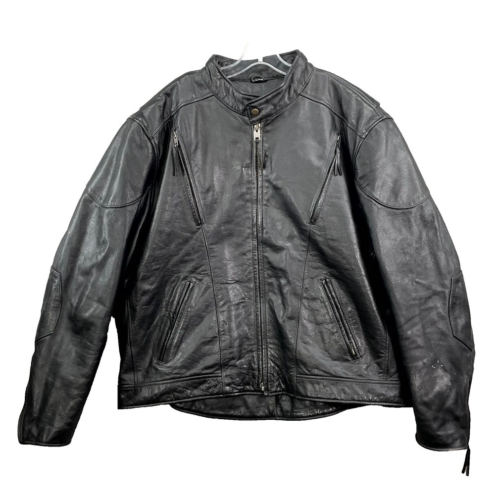 First Classic Leather Moto Jacket Men's 2XL US Flag American Eagle Patch Biker